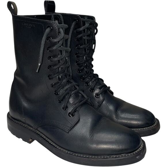 Saint Laurent Paris Black Leaher Combat Boots     Size: EU 39 / US 9 - Picture 1 of 9